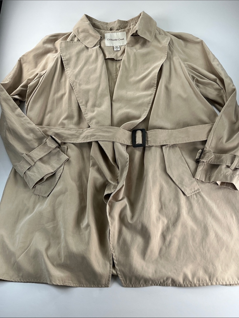 Coldwater Creek Women's Beige Trench Coat with Belt Sz XL/16